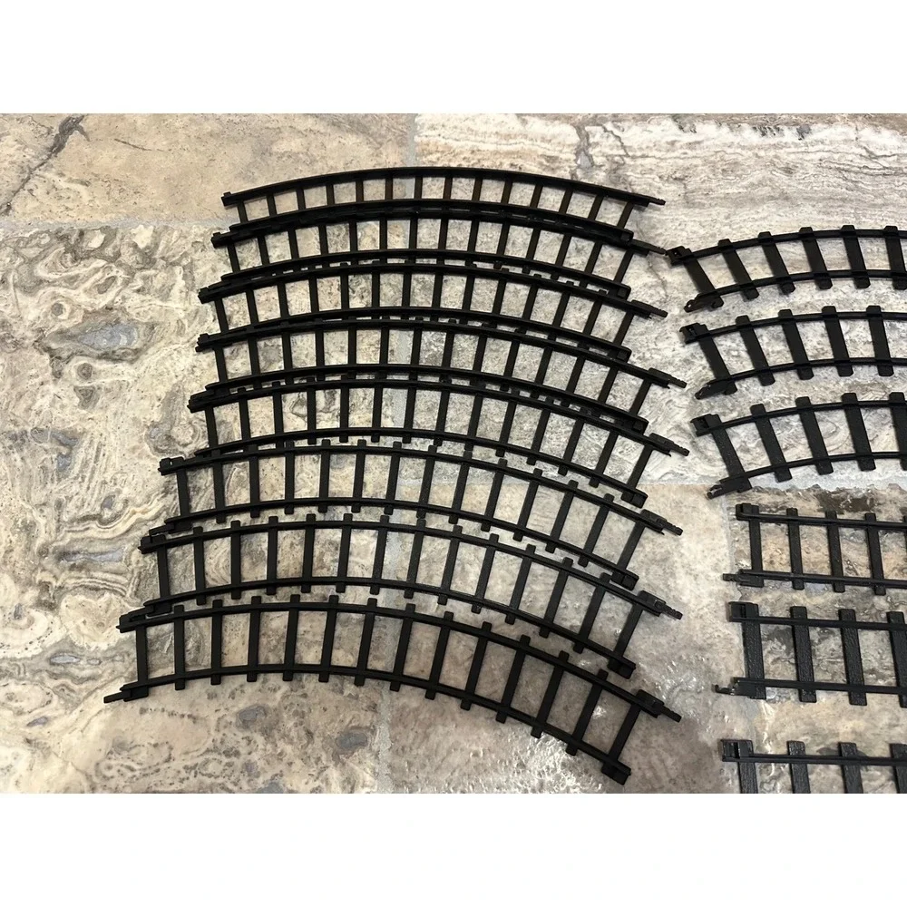 Black Plastic Model Train Track Set 14 Piece Lot Curved and Straight Pieces EUC